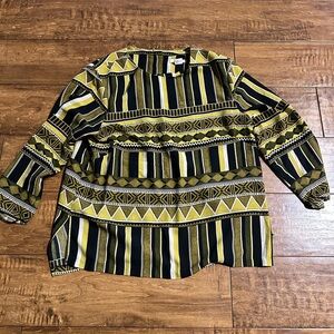 Striped Geometric Women's Top - Green and Black